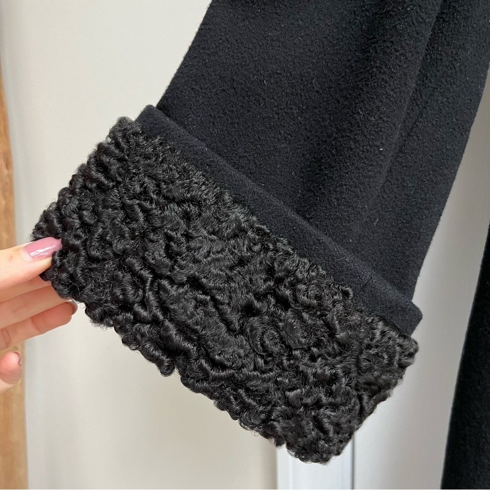 🚫SOLD🚫 [vintage] curly lambswool longline coat 1980s black - Picture 5 of 11
